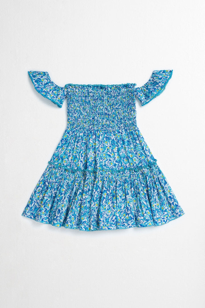 Kids Mini Dress Aurora - Blue Ocean Flowers