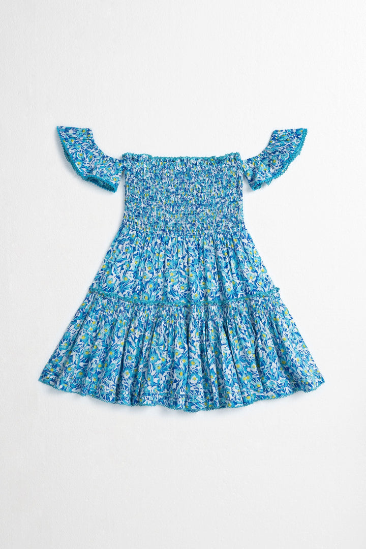 Kids Mini Dress Aurora - Blue Ocean Flowers