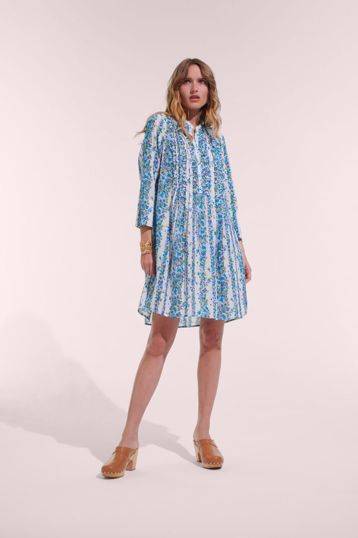 Mini Dress Bea - Blue Waves Flowers