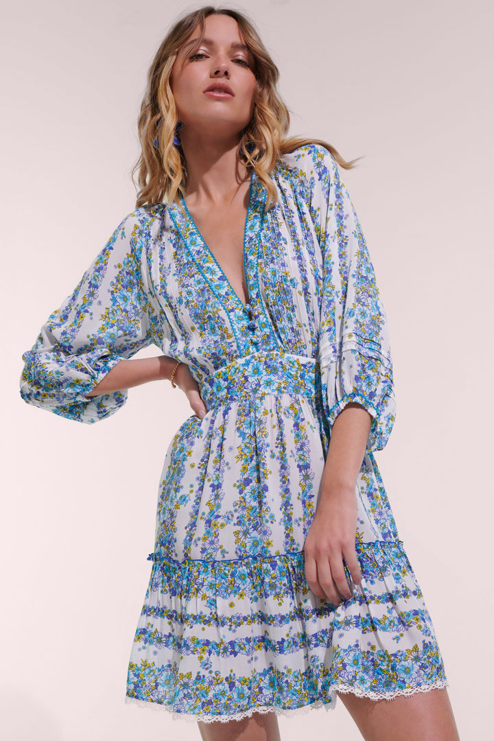 Mini Dress Bera - Blue Waves Flowers