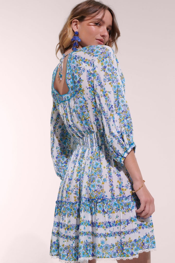 Mini Dress Bera - Blue Waves Flowers