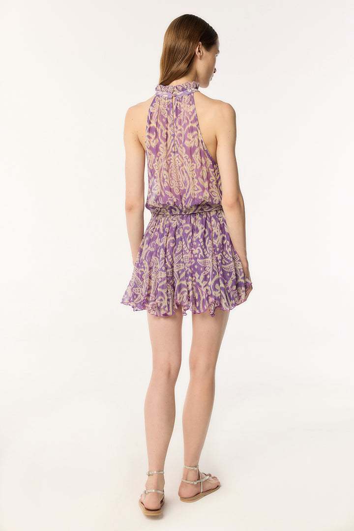 Robe Courte Bianca - Purple Macro Ikat