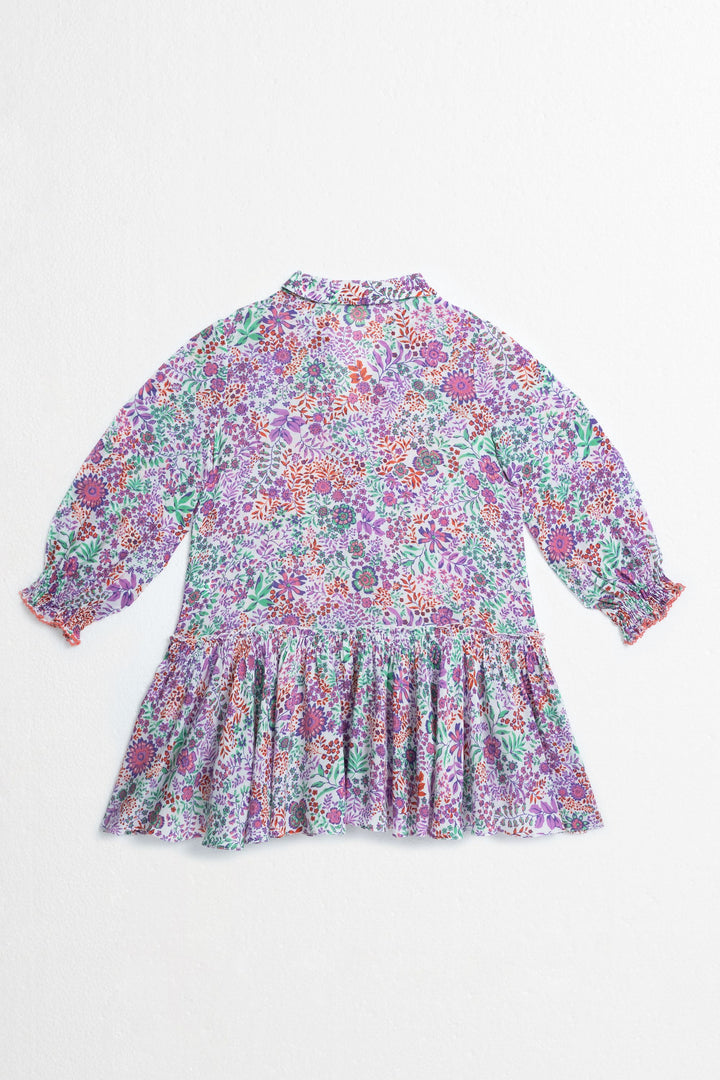 Kids Mini Dress Tesorino - White Lavender Nature