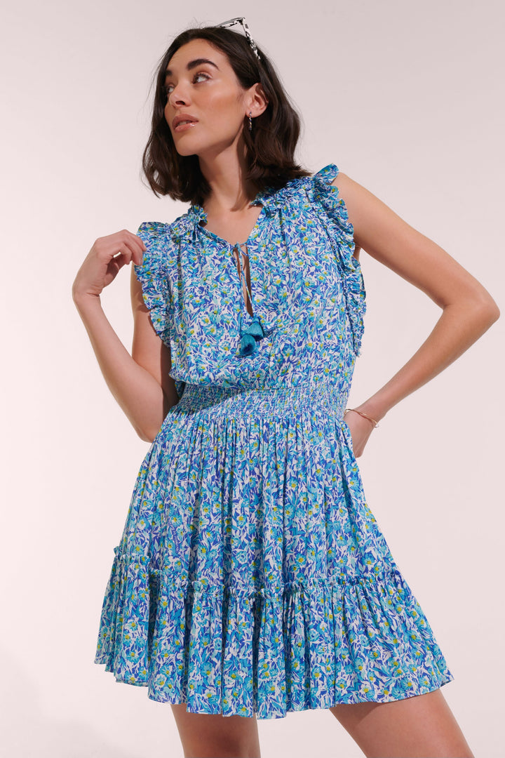 Mini Dress Triny - Blue Ocean Flowers