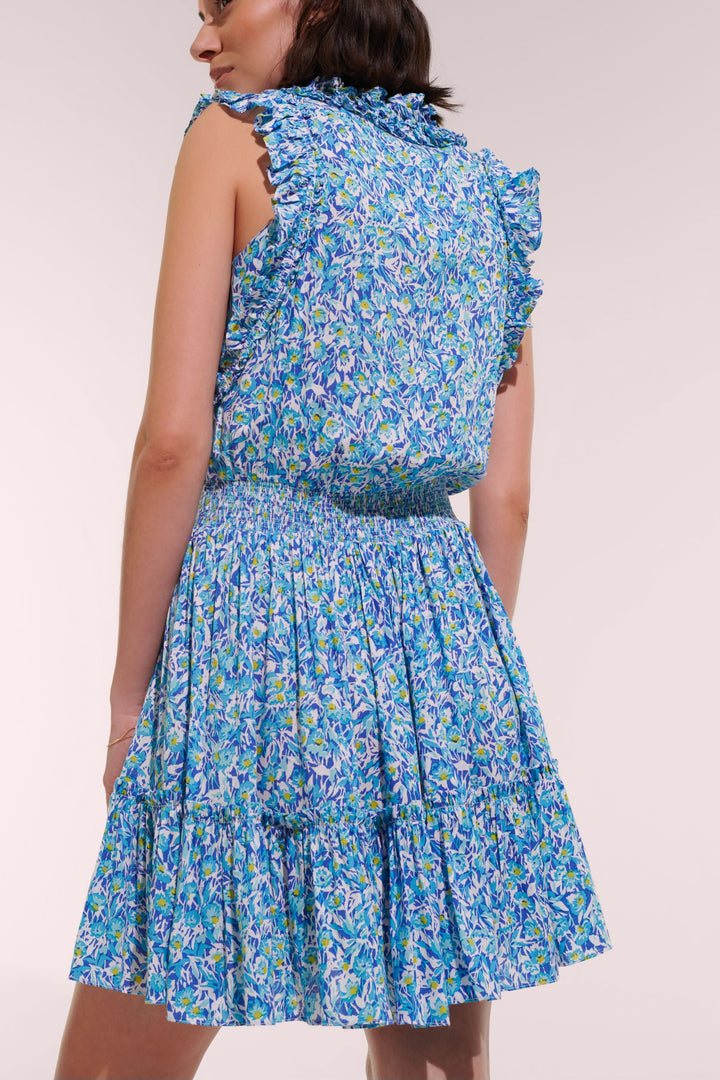 Mini Dress Triny - Blue Ocean Flowers