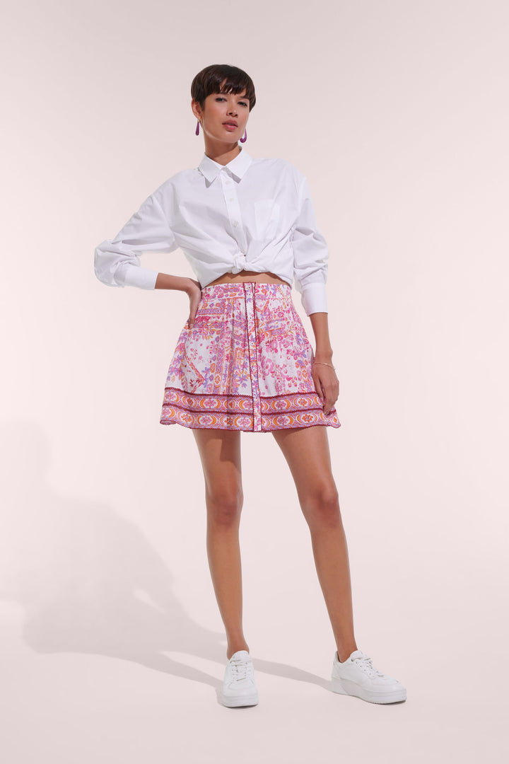 Mini Skirt Reine - Pink Foulard