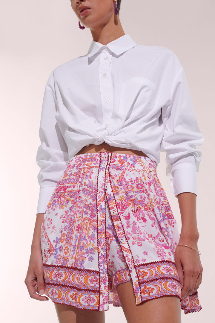 Mini Skirt Reine - Pink Foulard