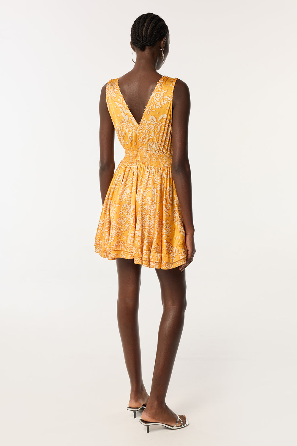 Mini Dress Bessie - Yellow Oriental Foulard