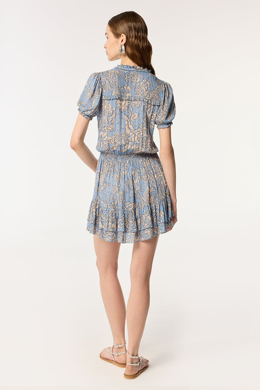 Mini Dress Bibi - Blue Oriental Foulard