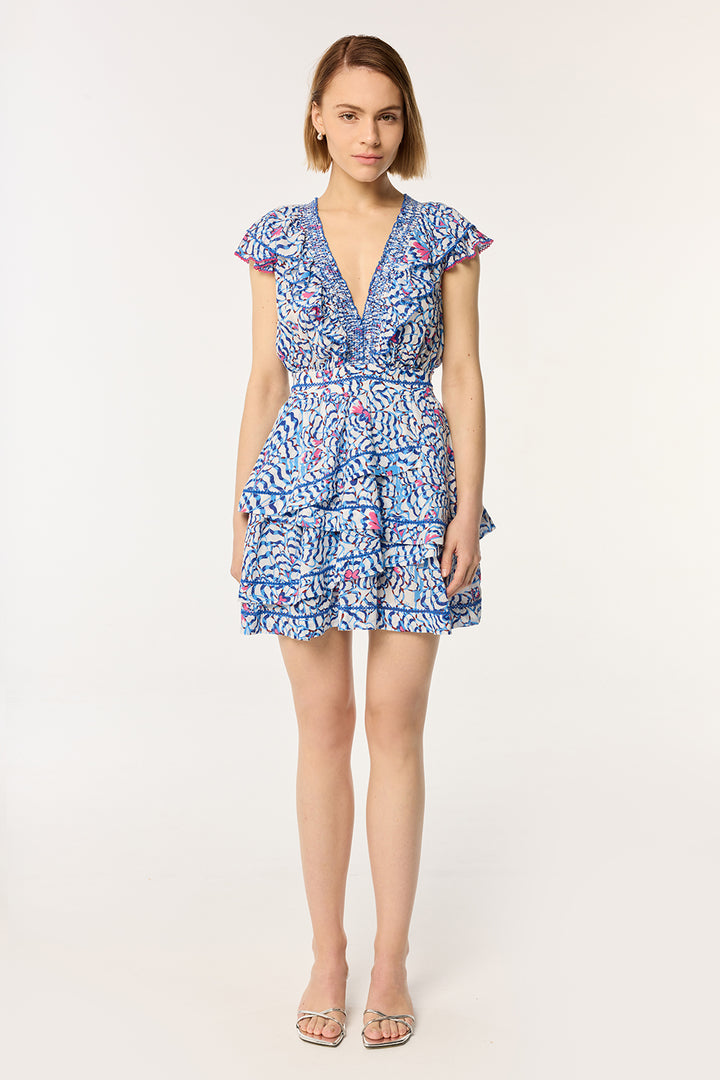 Robe Courte Carol - Blue Wings Flower