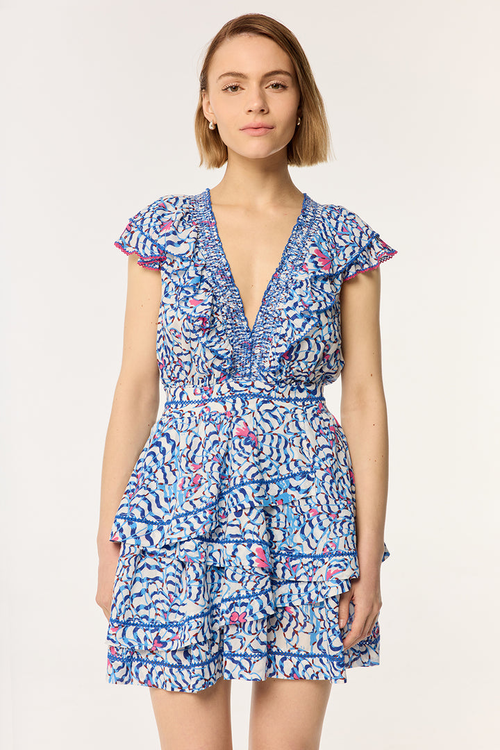 Robe Courte Carol - Blue Wings Flower