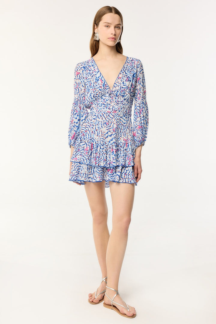 Mini Dress Chiara - Blue Wings Flower