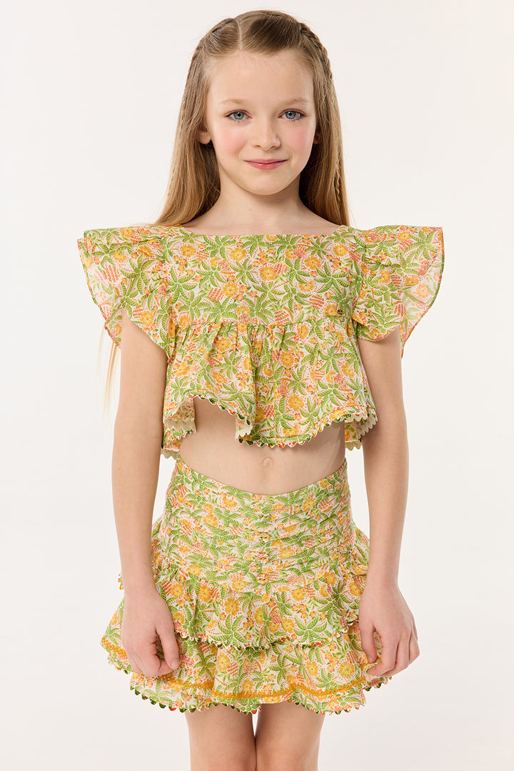 Kids Mini Skirt Alizee - Yellow Honolulu