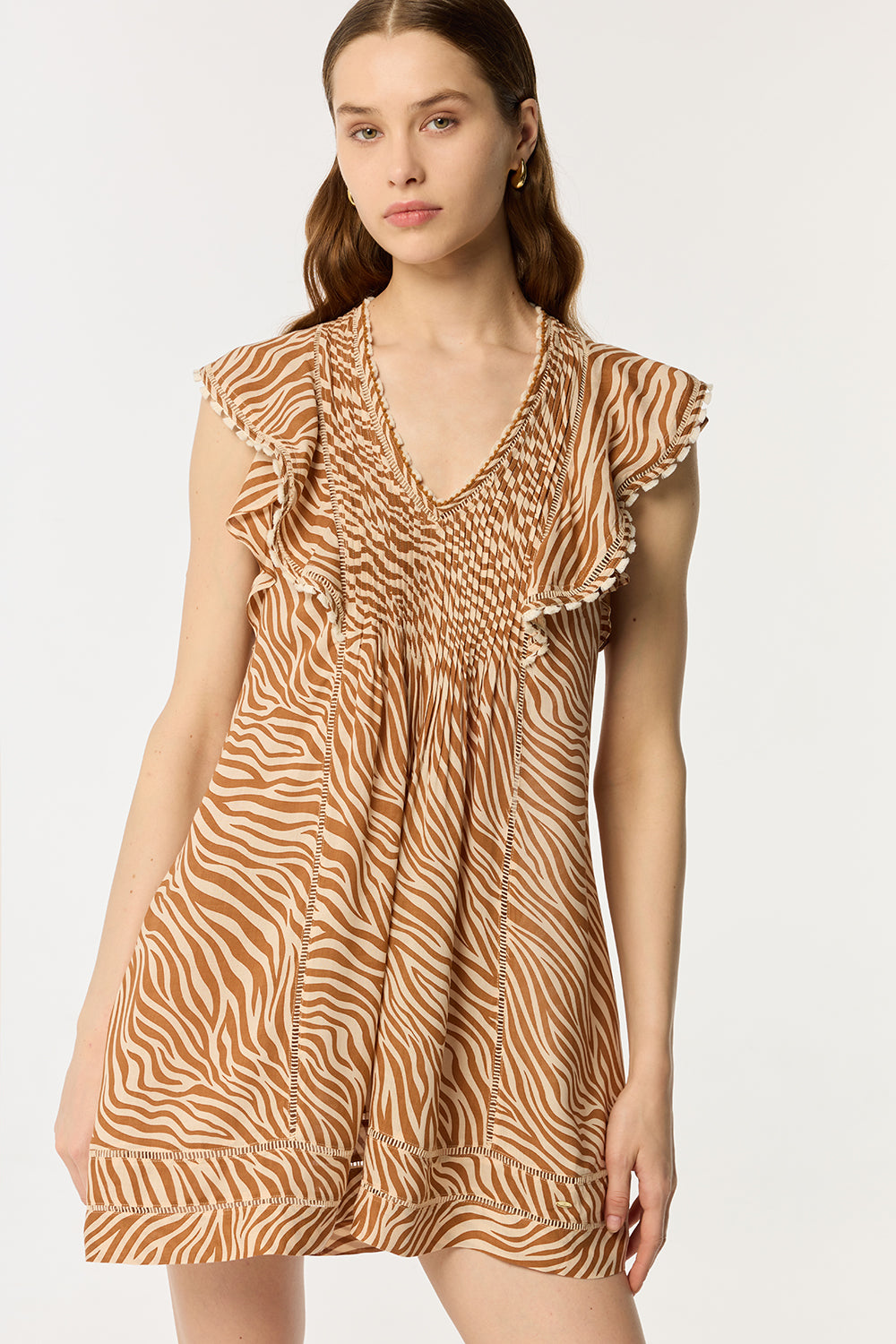 Mini Dress Camelia - Choco Zebra Stripes