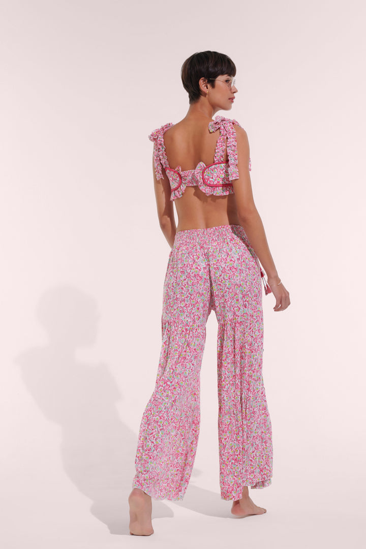 Pant Soledad - Pink Ocean Flowers