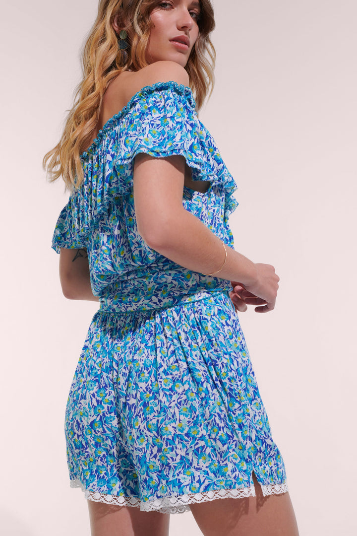 Short Jumpsuit Bella - Blue Ocean Flowers