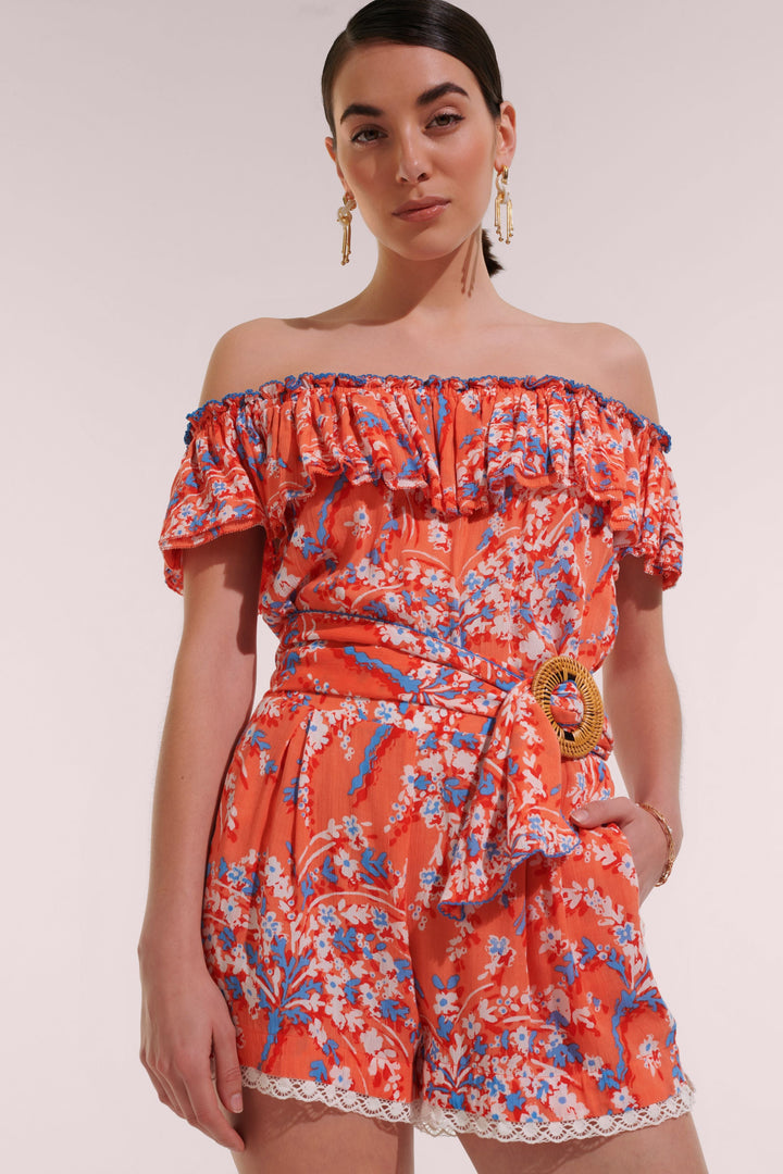 Short Jumpsuit Bella - Orange Palmery