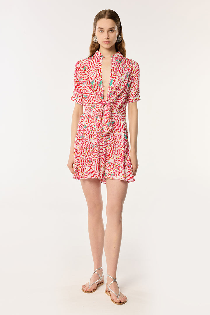 Short Jumpsuit Bettina - Pink Wings Flower