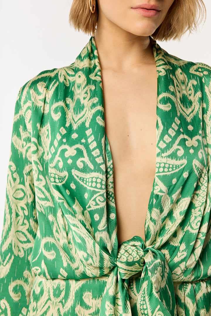 Short Jumpsuit Celie - Green Macro Ikat