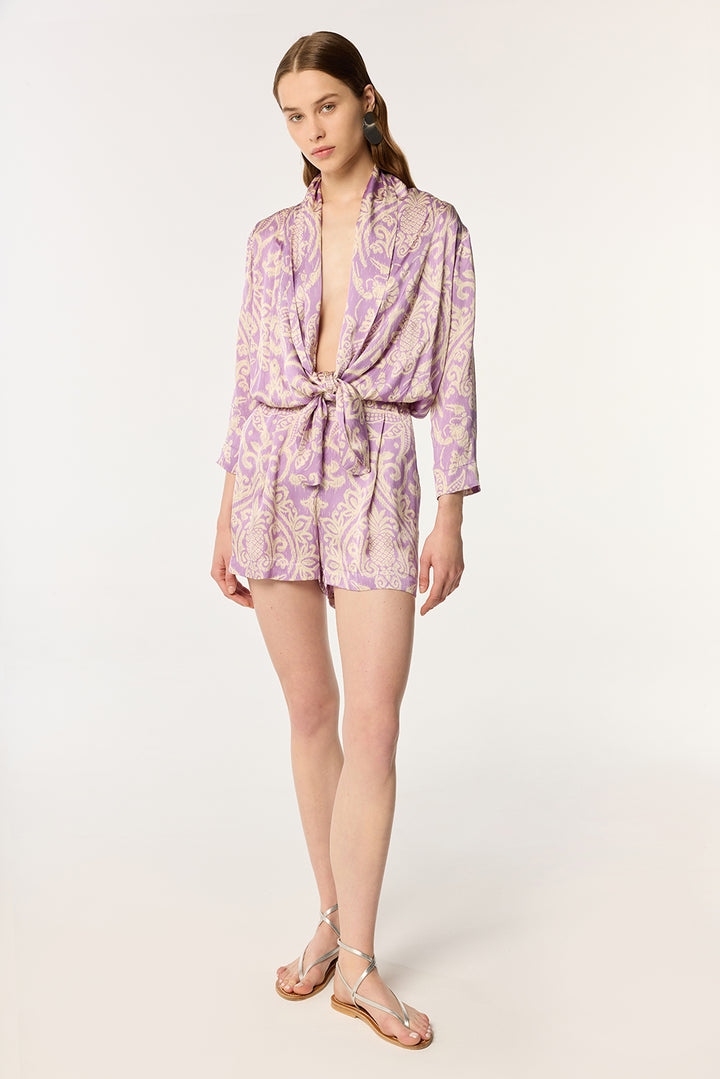 Short Jumpsuit Celie - Purple Macro Ikat