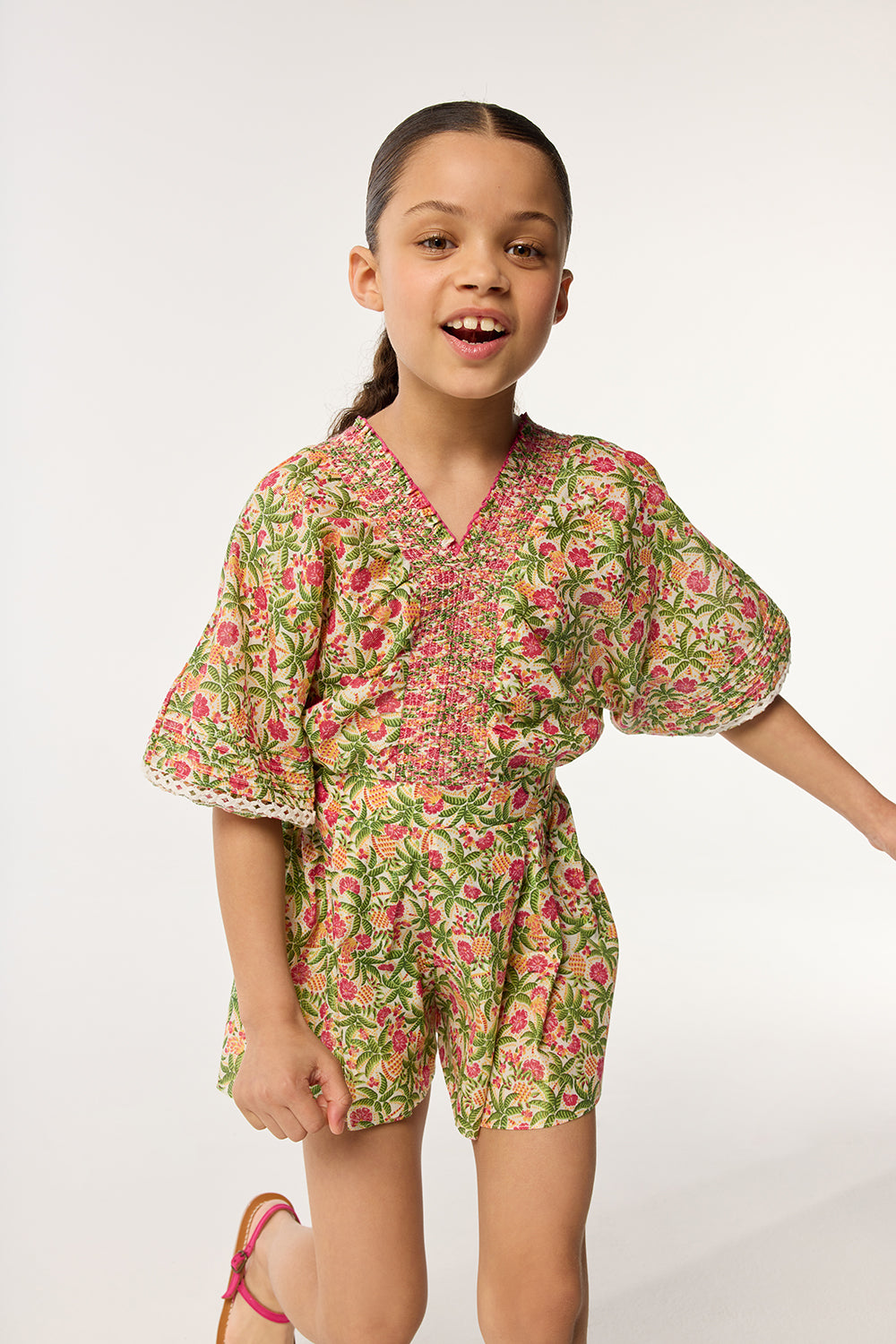 Kids Short Jumpsuit Chantal - Pink Honolulu