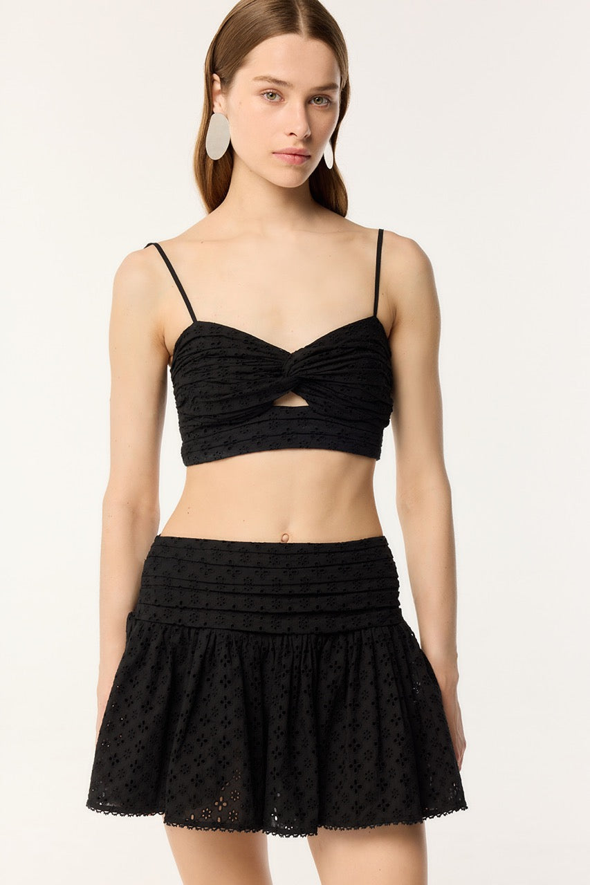 Poupette St. Barth blk poppy crop top deals M