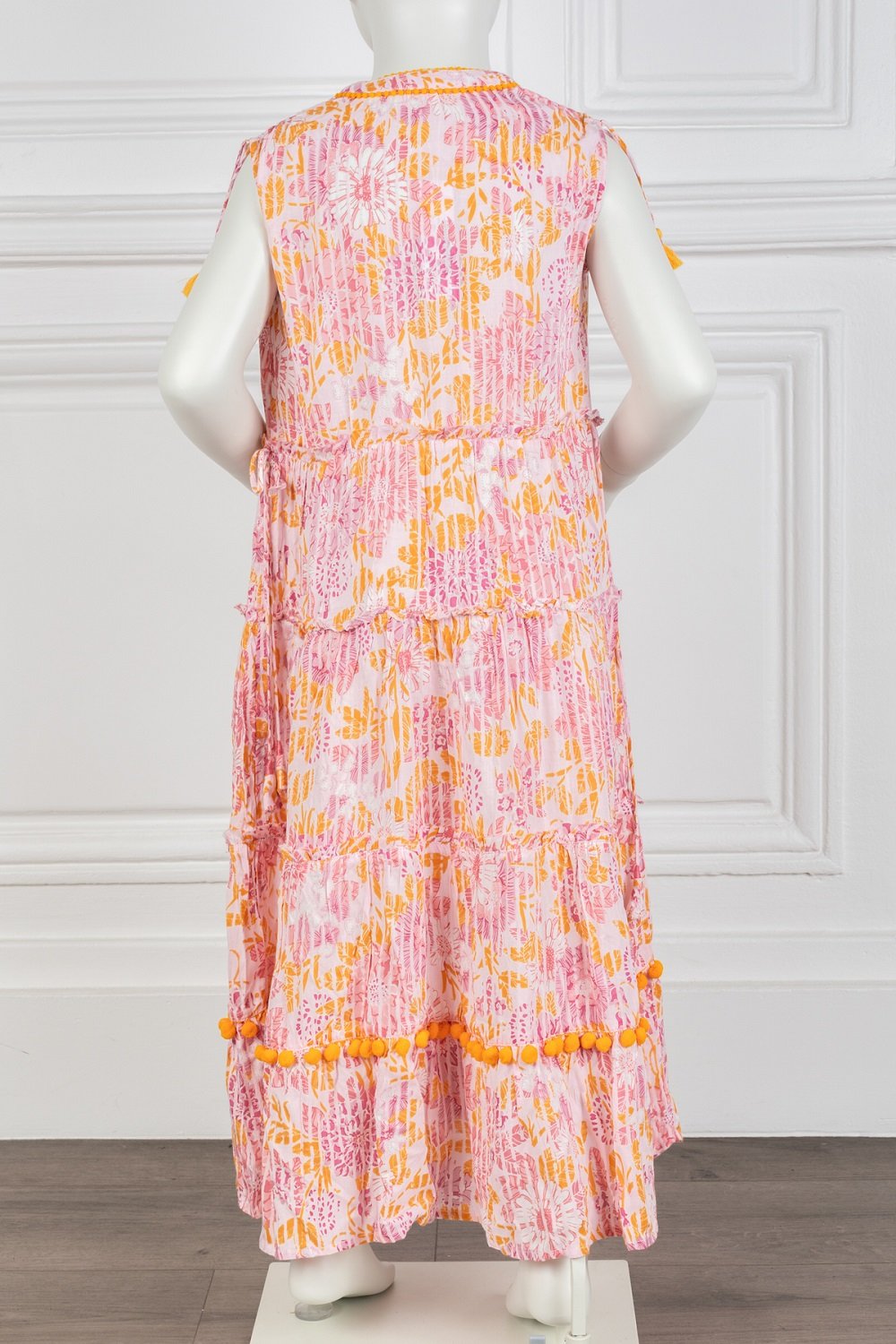 Kids Long Dress Ivy Panelled - Pink Marigold