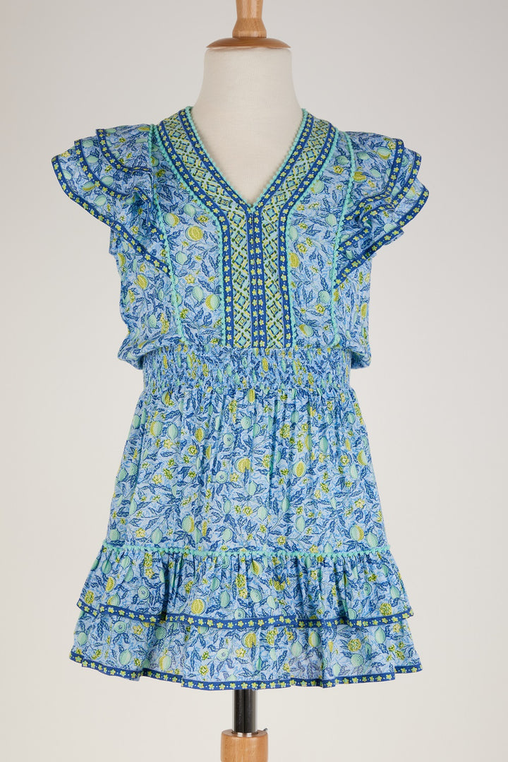 Kids Mini Dress Camila - Blue Lemon