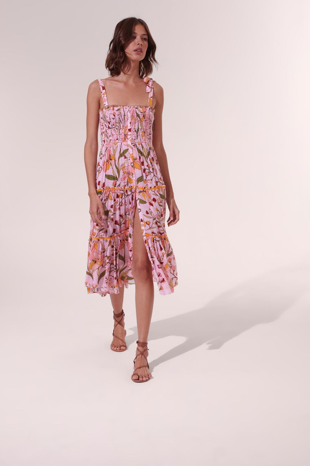 Reine floral cotton midi dress in multicoloured - Poupette St