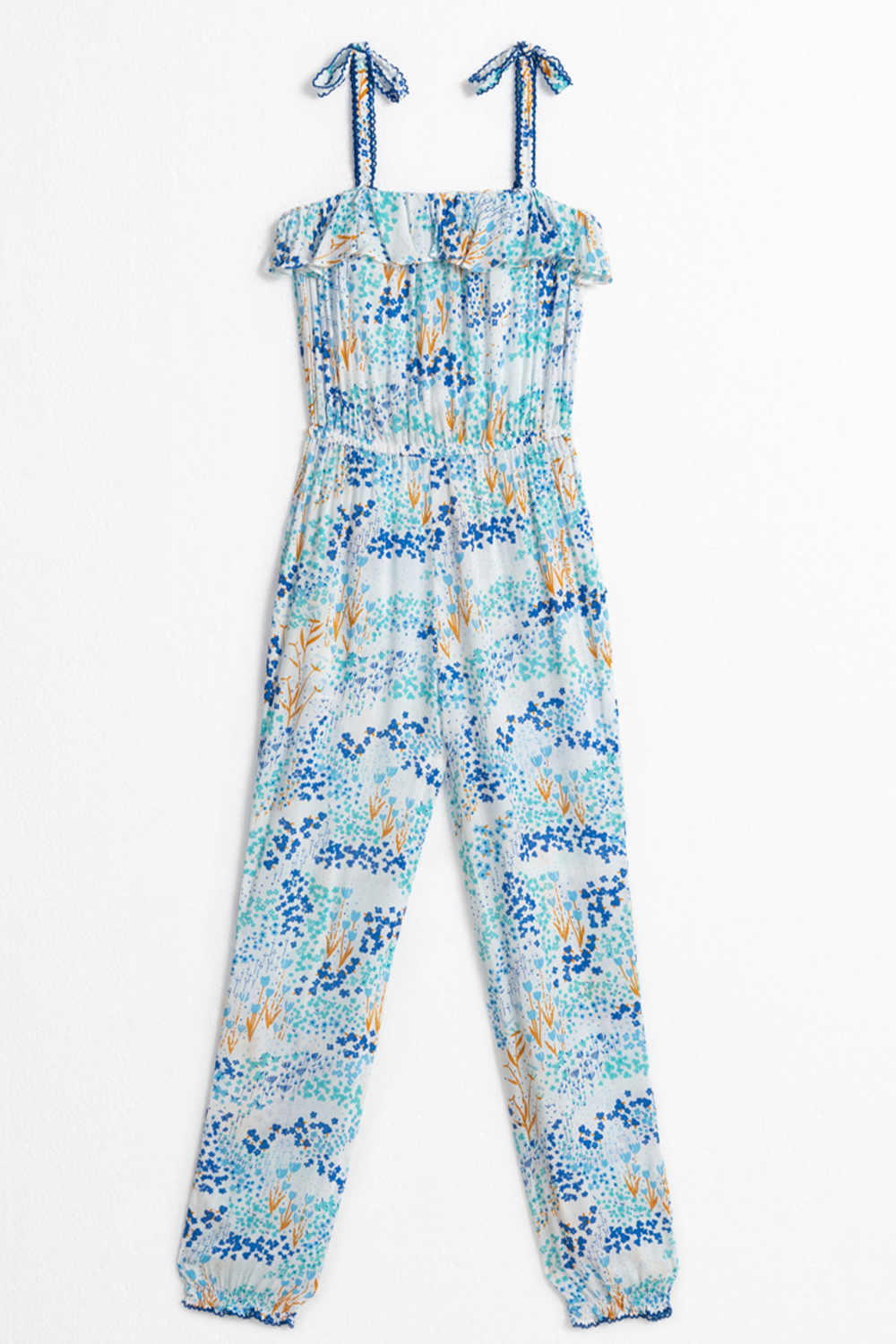 Poupette St Barth - Long Jumpsuit Astra - White Blue Tulipe