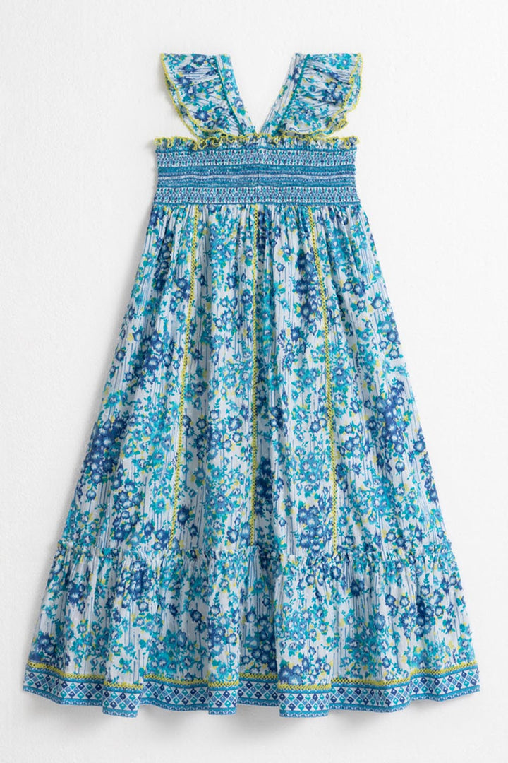 Kids Midi Dress Cindy - Blue Aquarelle