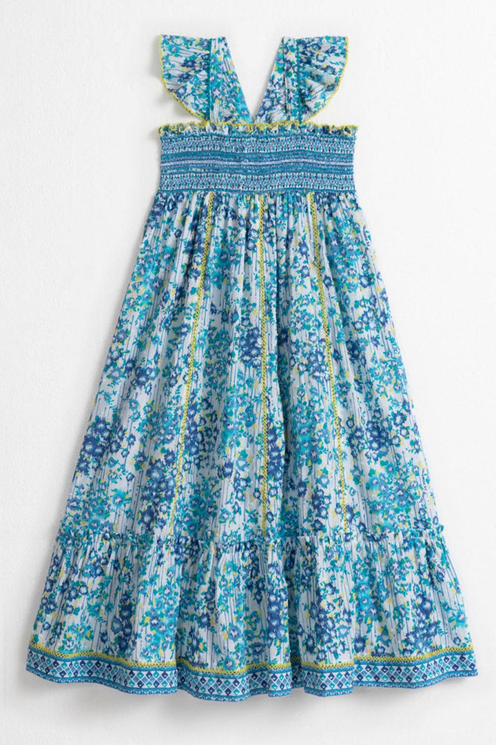 Kids Midi Dress Cindy - Blue Aquarelle