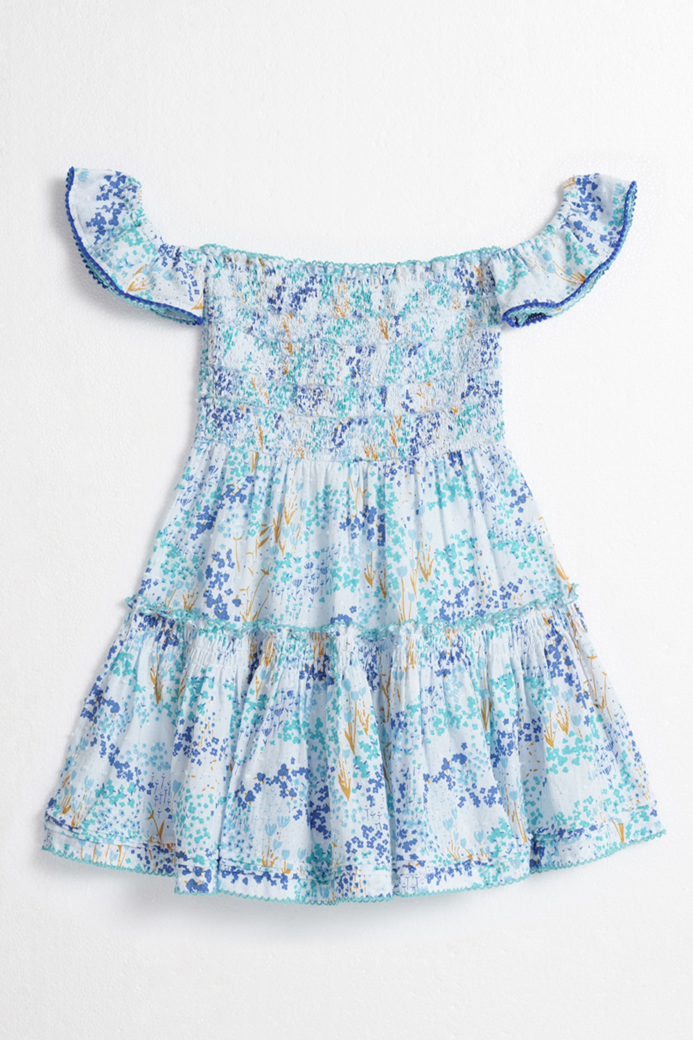 Poupette St Barth - Kids Mini Dress Aurora - White Blue Tulipe