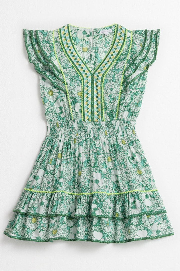 Kids Mini Dress Camila - Green Mid 70'S Garden