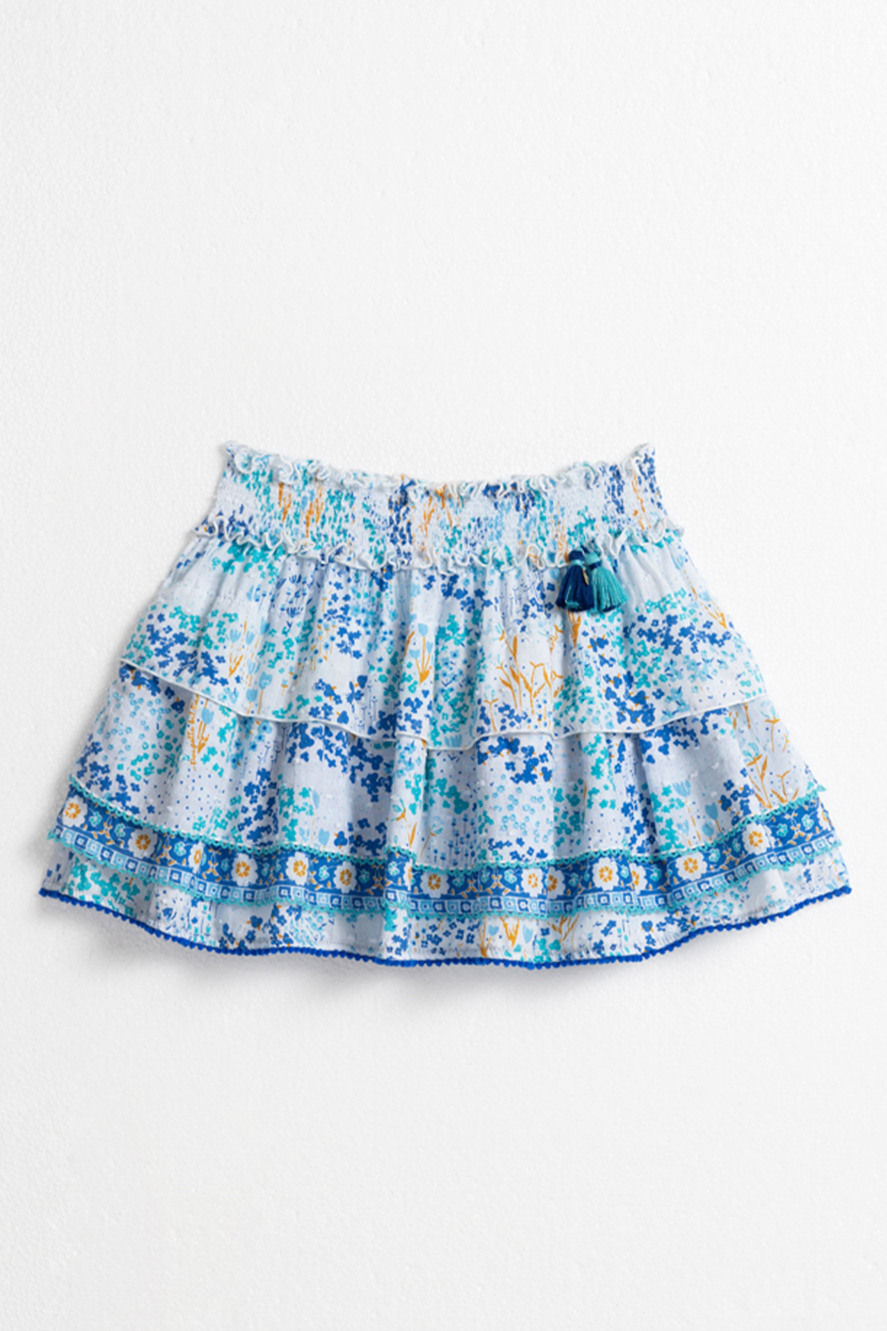 Poupette St Barth - Kids Mini Skirt Ariel - White Blue Tulipe