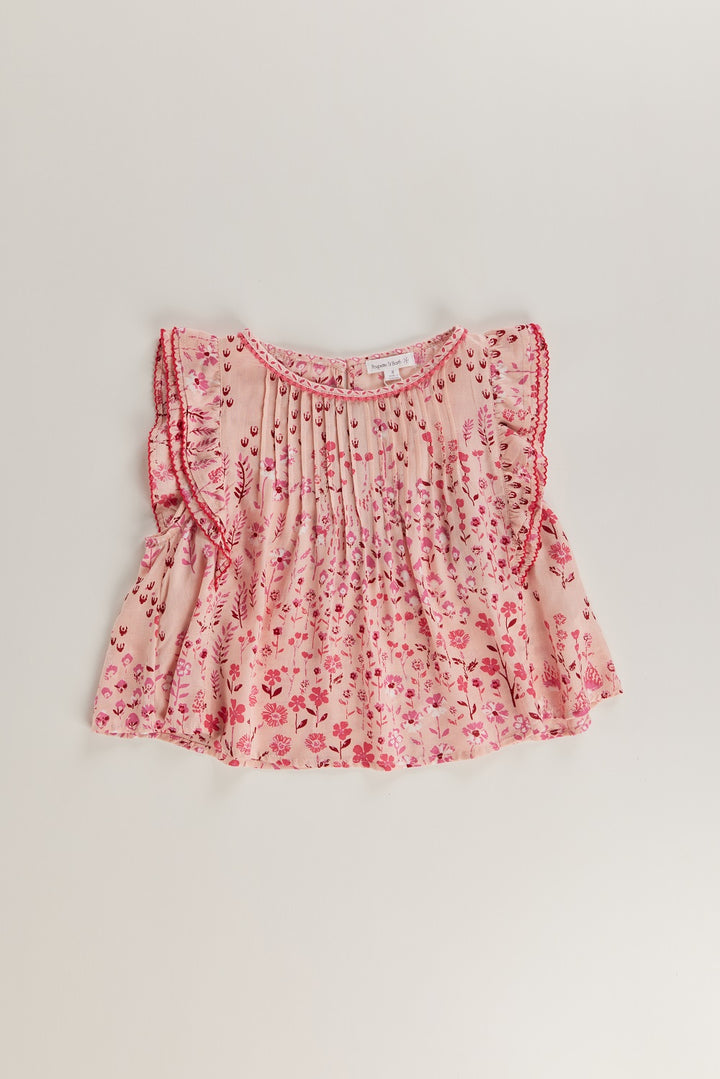 Poupette St Barth - Kids Blouse Amber Pink Bouquet