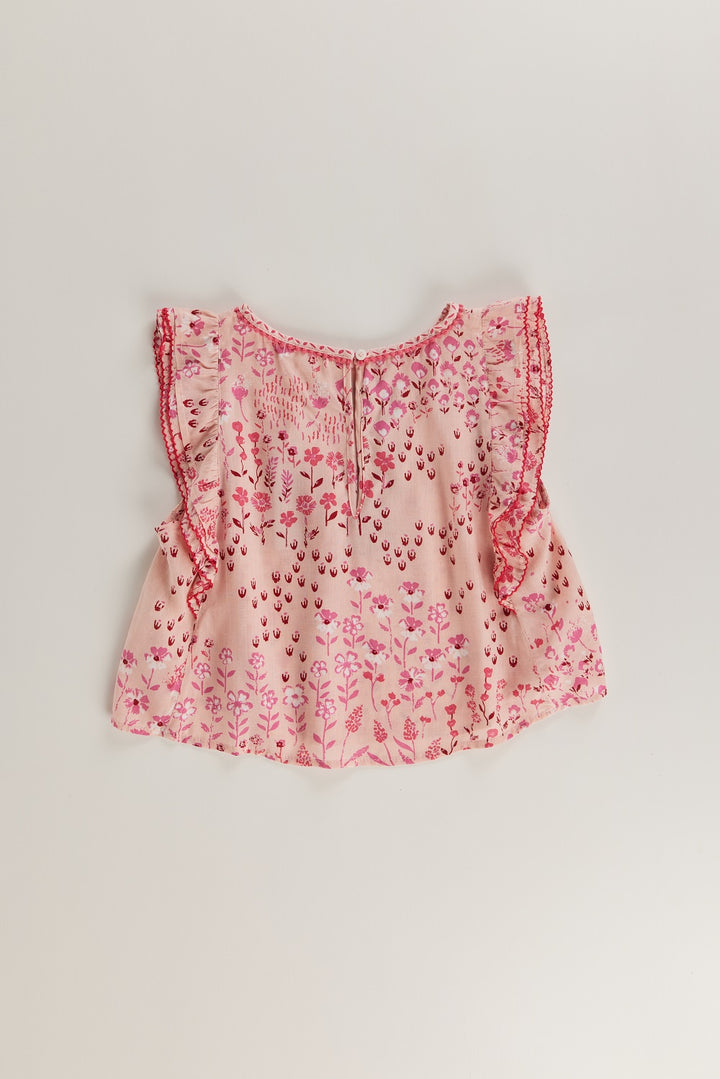 Poupette St Barth - Kids Blouse Amber Pink Bouquet